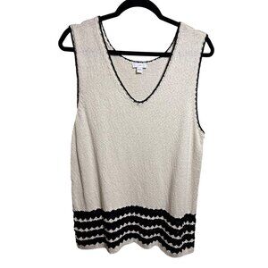 J.Jill Coastal Chic Black White Knit Sweater Tank‎ Large – Nautical, Minimalist,